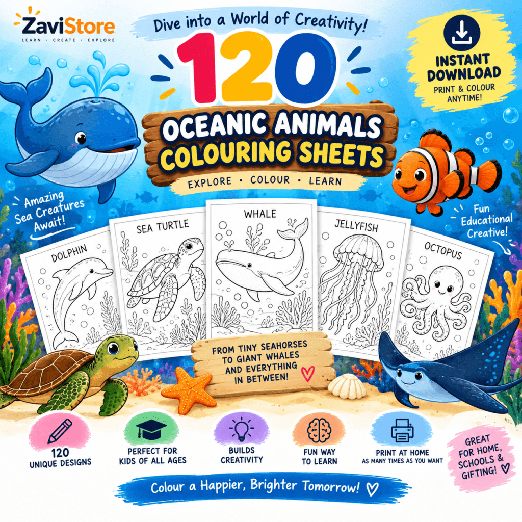 120 Oceanic Animals Colouring Pages