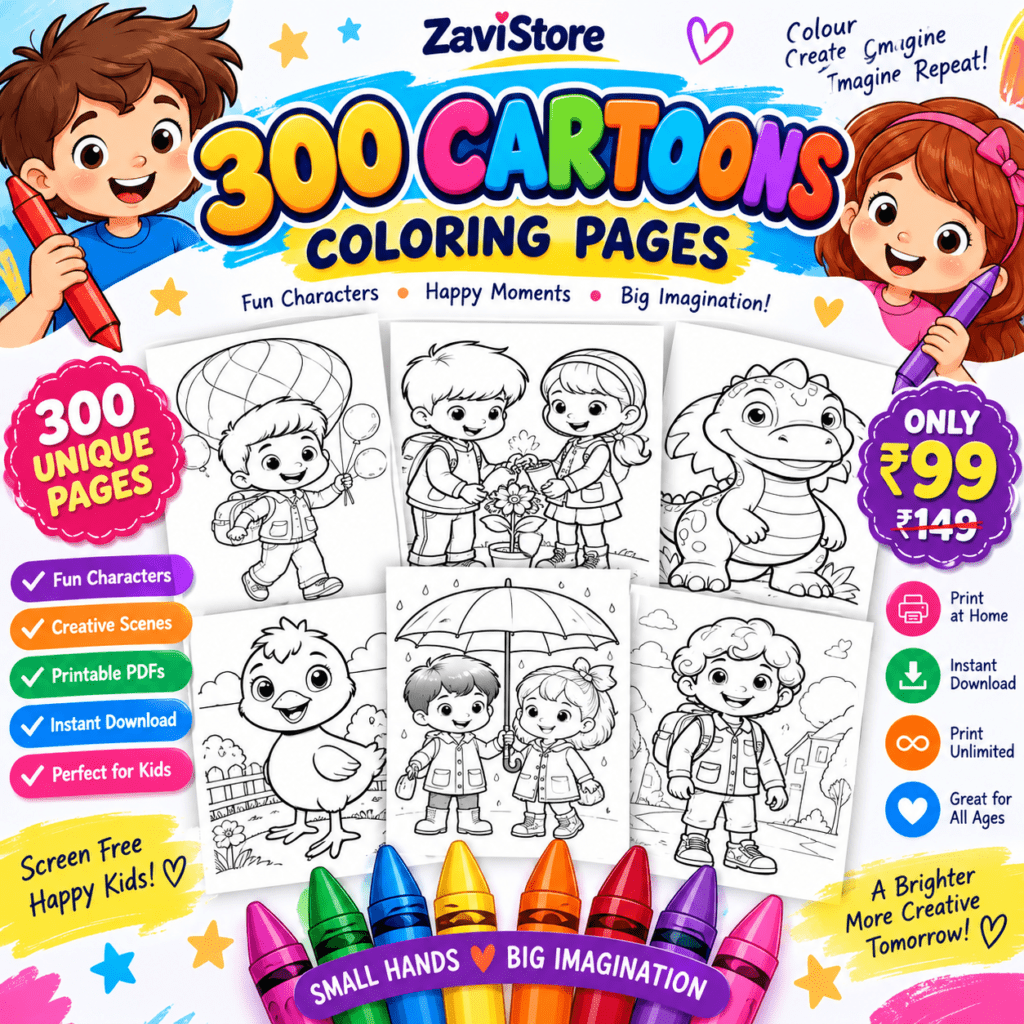 300 Cartoons Coloring Pages for Kids